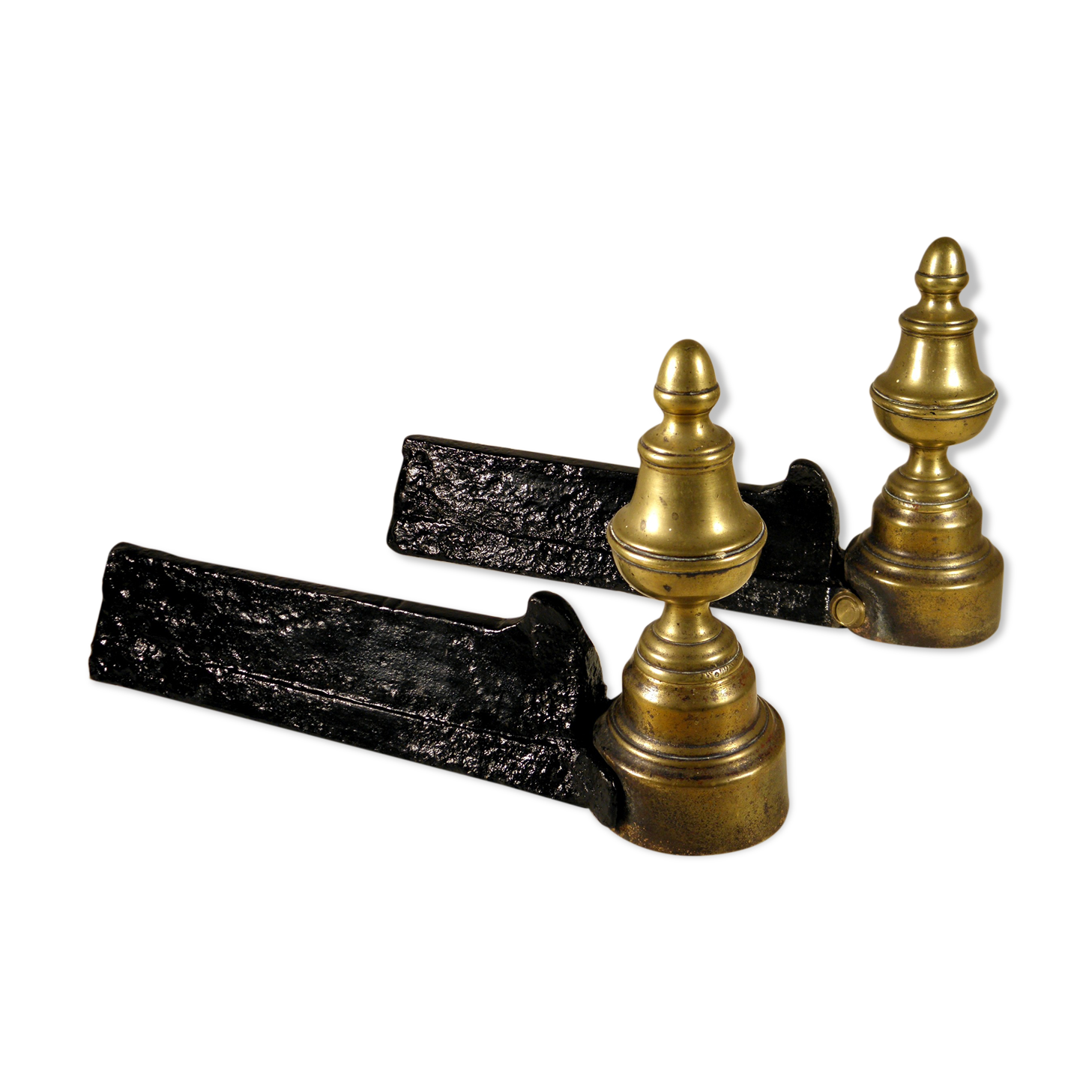 Pair of brass and cast iron chenets