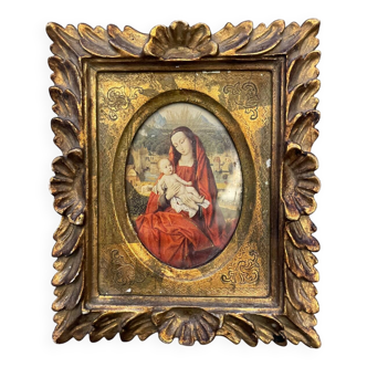 Religious image painting carved gilded wooden frame