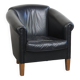Black Cowhide Leather English-Style Club Chair