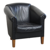 Fauteuil club de style anglais en cuir de vache noir