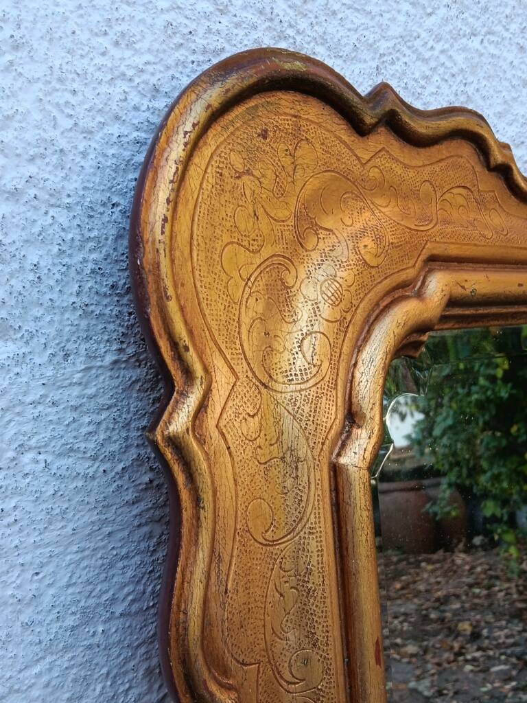 80s beveled gold mirror