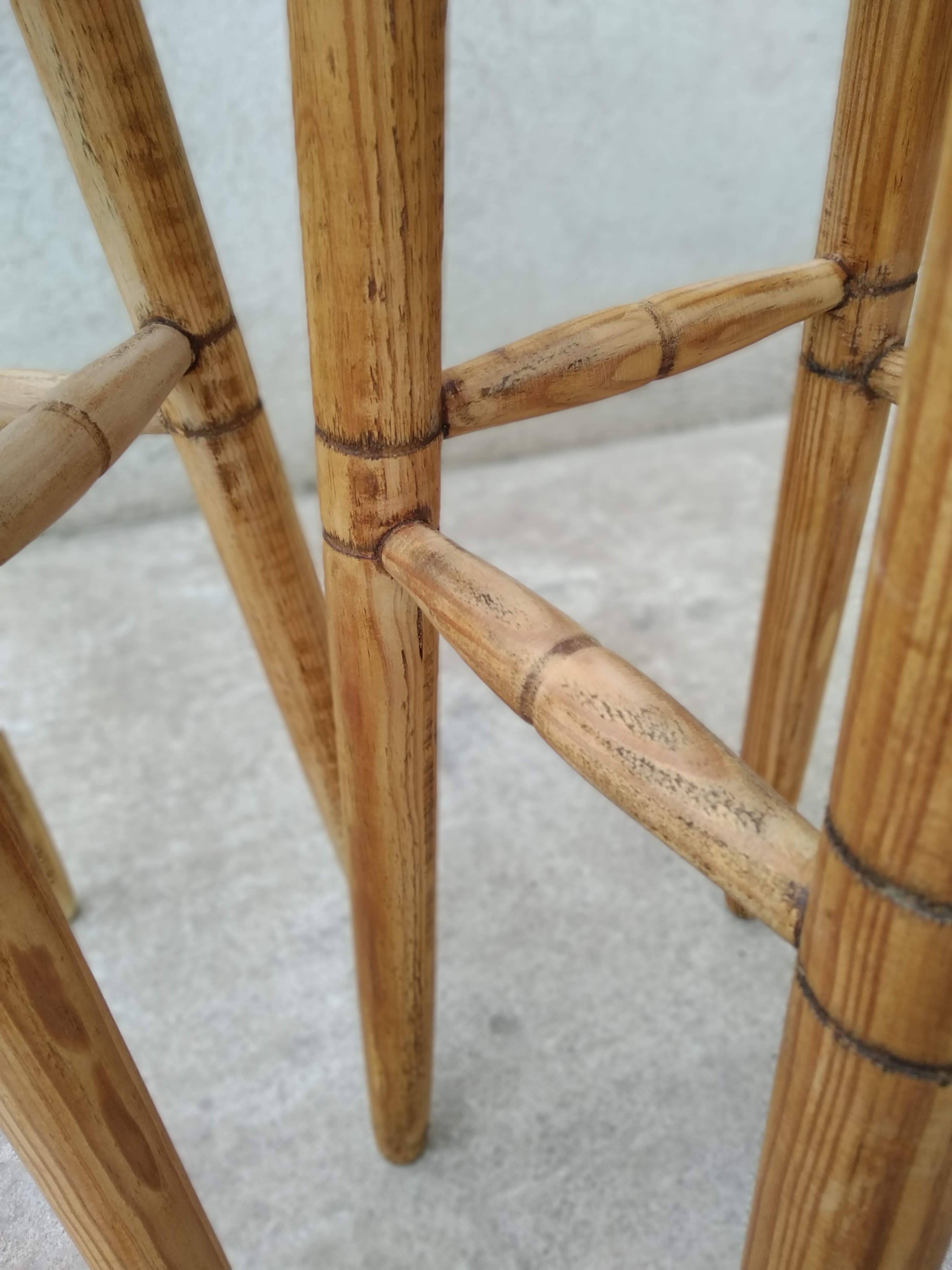 Pair of high stools in pine