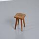 Solid oak stool, French craftsmanship, 1950s.