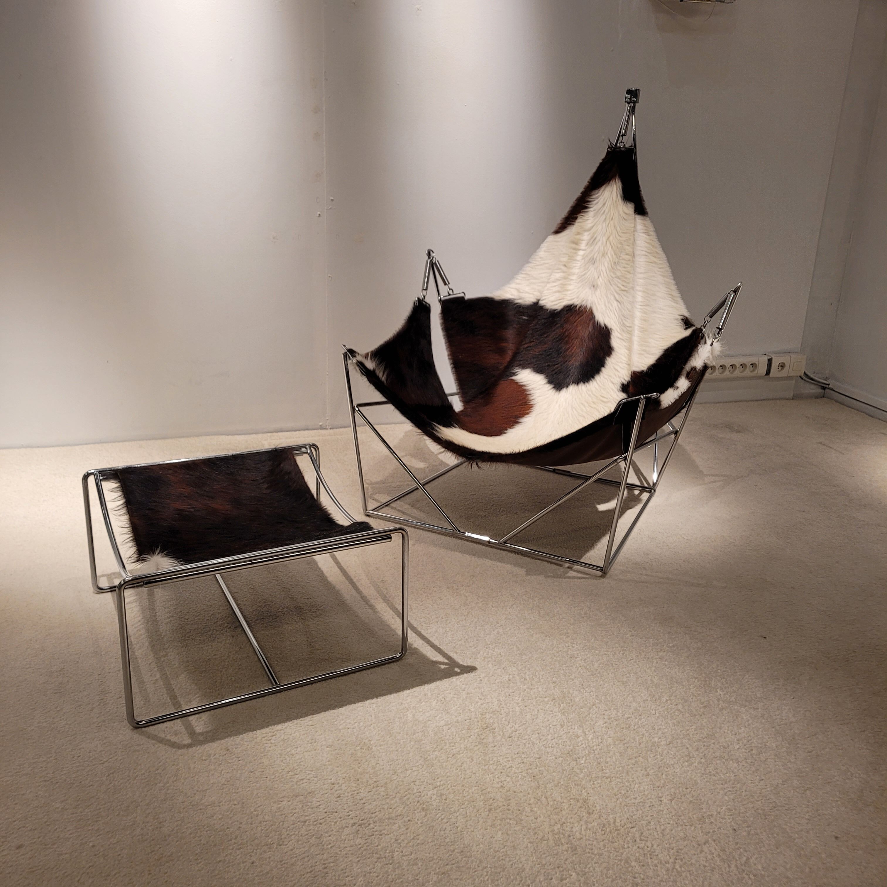 Vintage armchair and its ottoman model David by Odile Mir for Prisunic, 1972