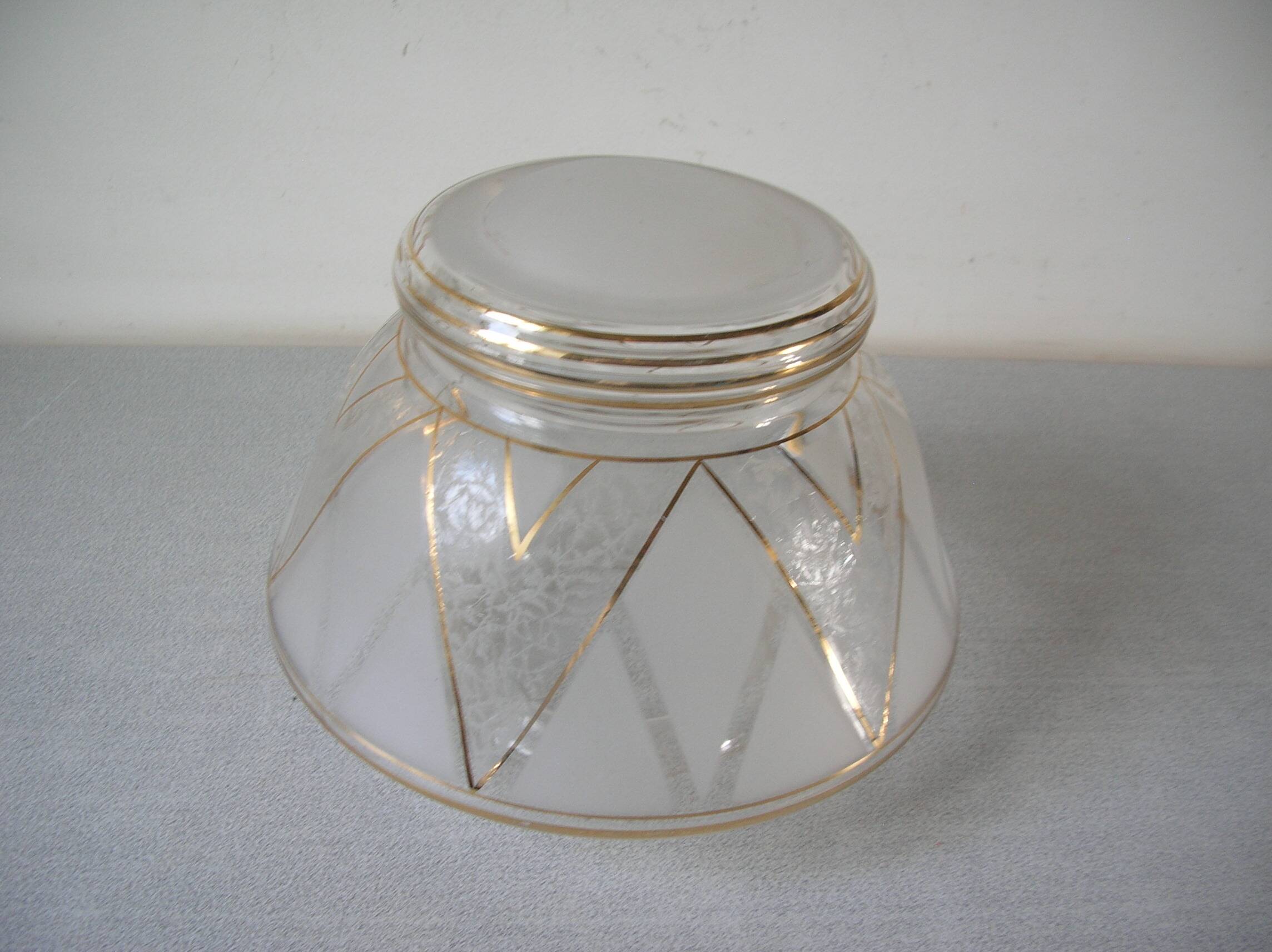 Old 1950s globe lampshade in glass and gilding retro chandelier lighting