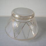 Old 1950s globe lampshade in glass and gilding retro chandelier lighting