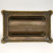 Old brass stamp box, floral decoration - twentieth century