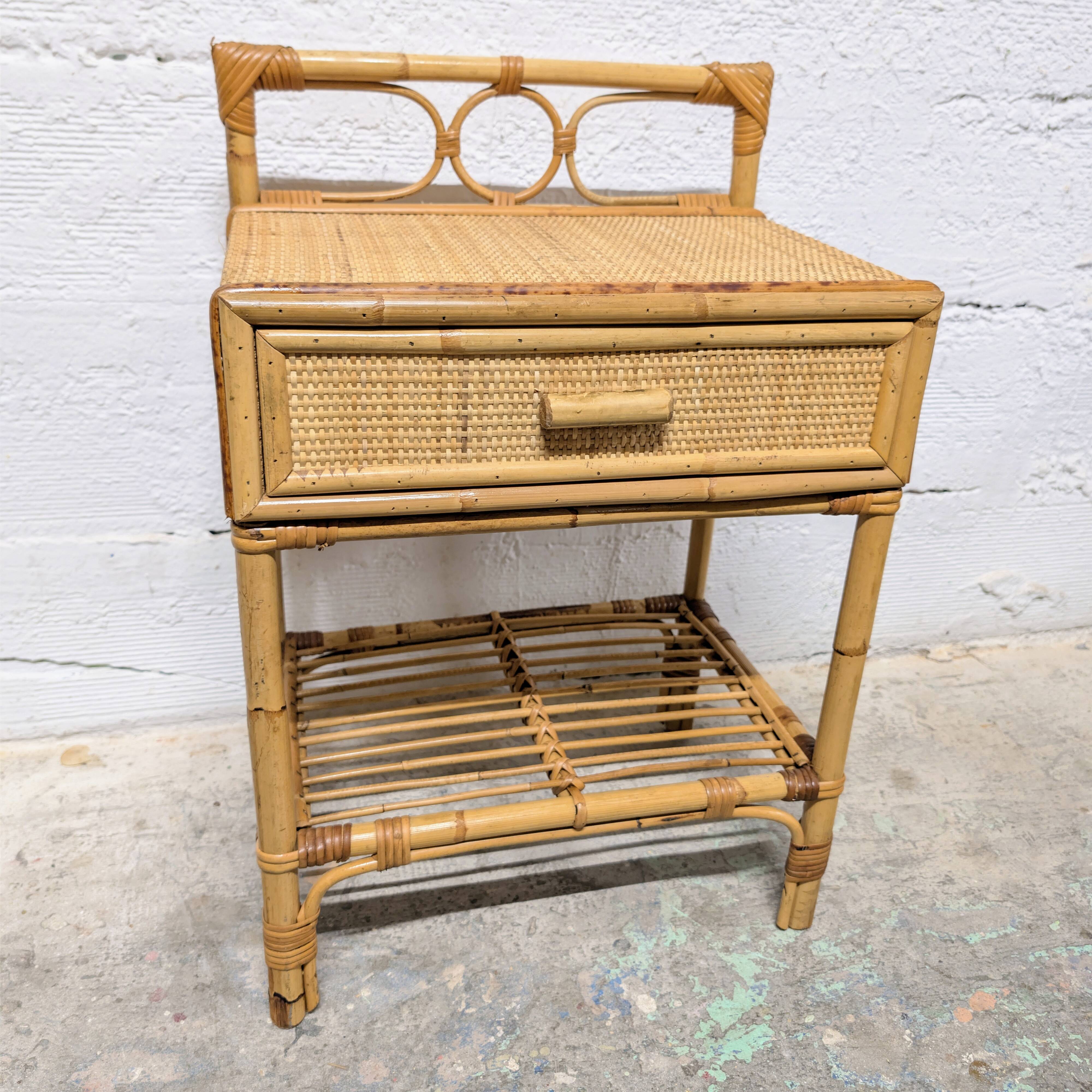 Rattan bedside table