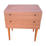 Teak veneer bedside table