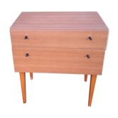 Teak veneer bedside table