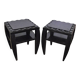 Pair of bedside tables with stylised design, good quality.
