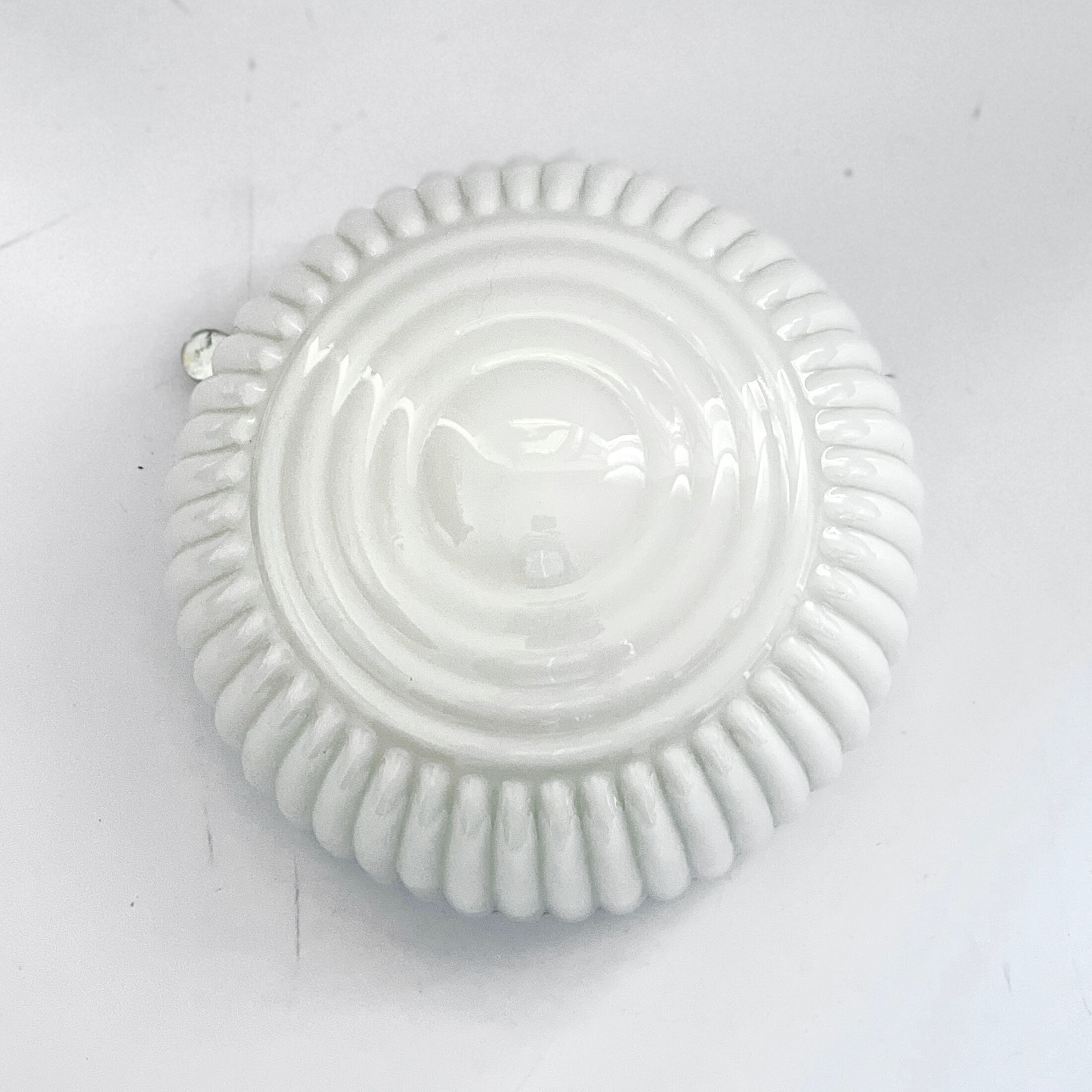 White glass plafond Polam Wikasy, Poland 1970s.