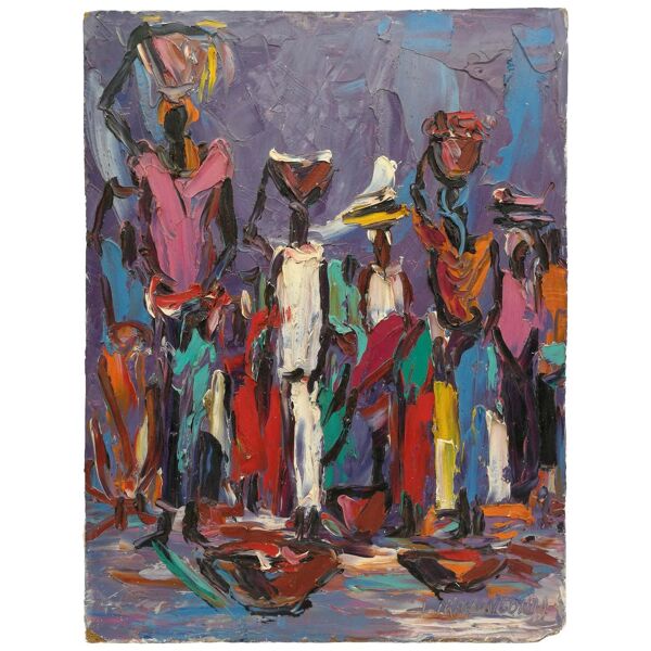 Femmes portant des fardeaux sur la tête par Louis Koyongonda, 1950