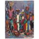Women carrying burdens on their heads by Louis Koyongonda, 1950