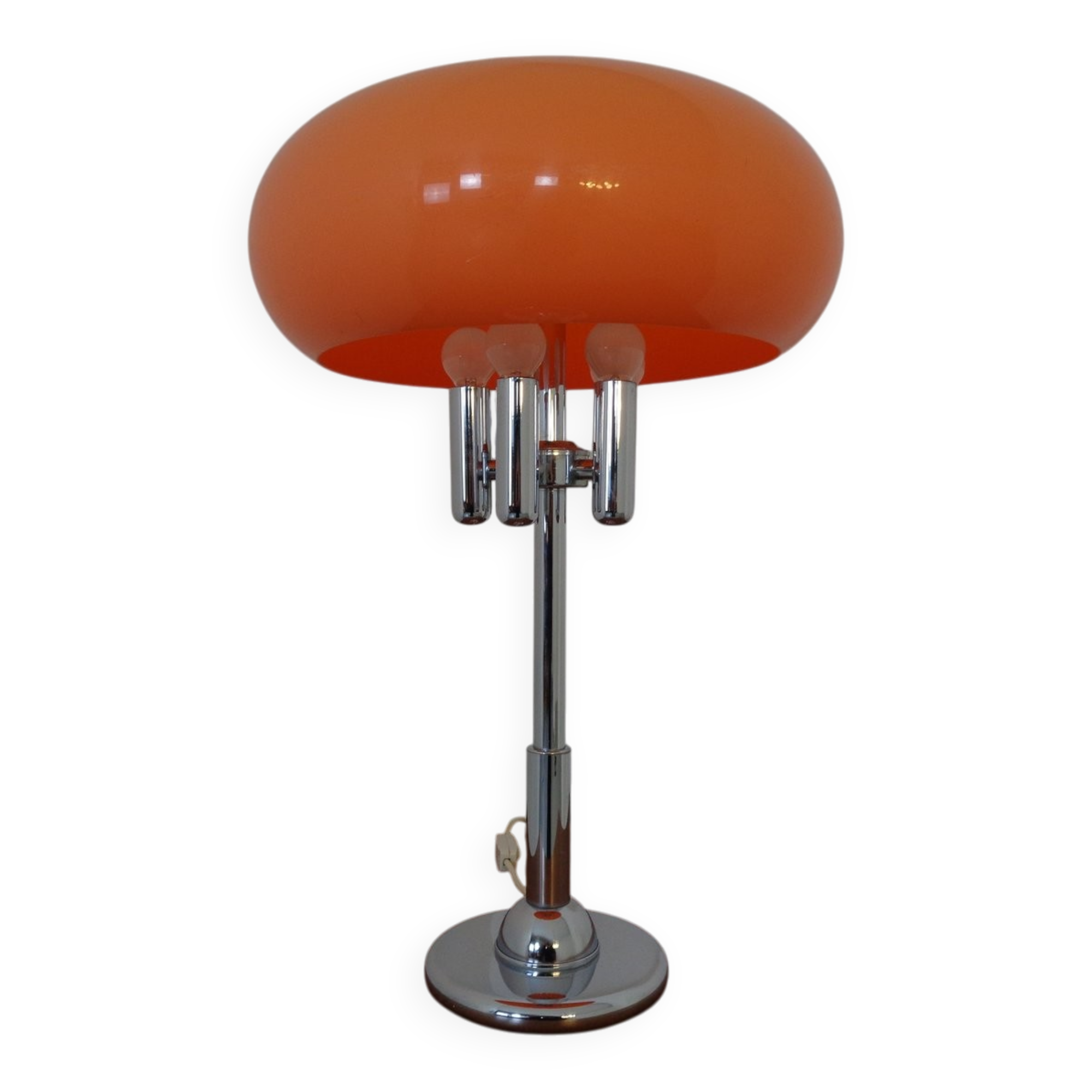 Italian orange plastic and chrome table lamp, 1960s