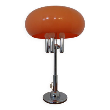 Italian Orange Plastic & Chrome Table Lamp, 1960s