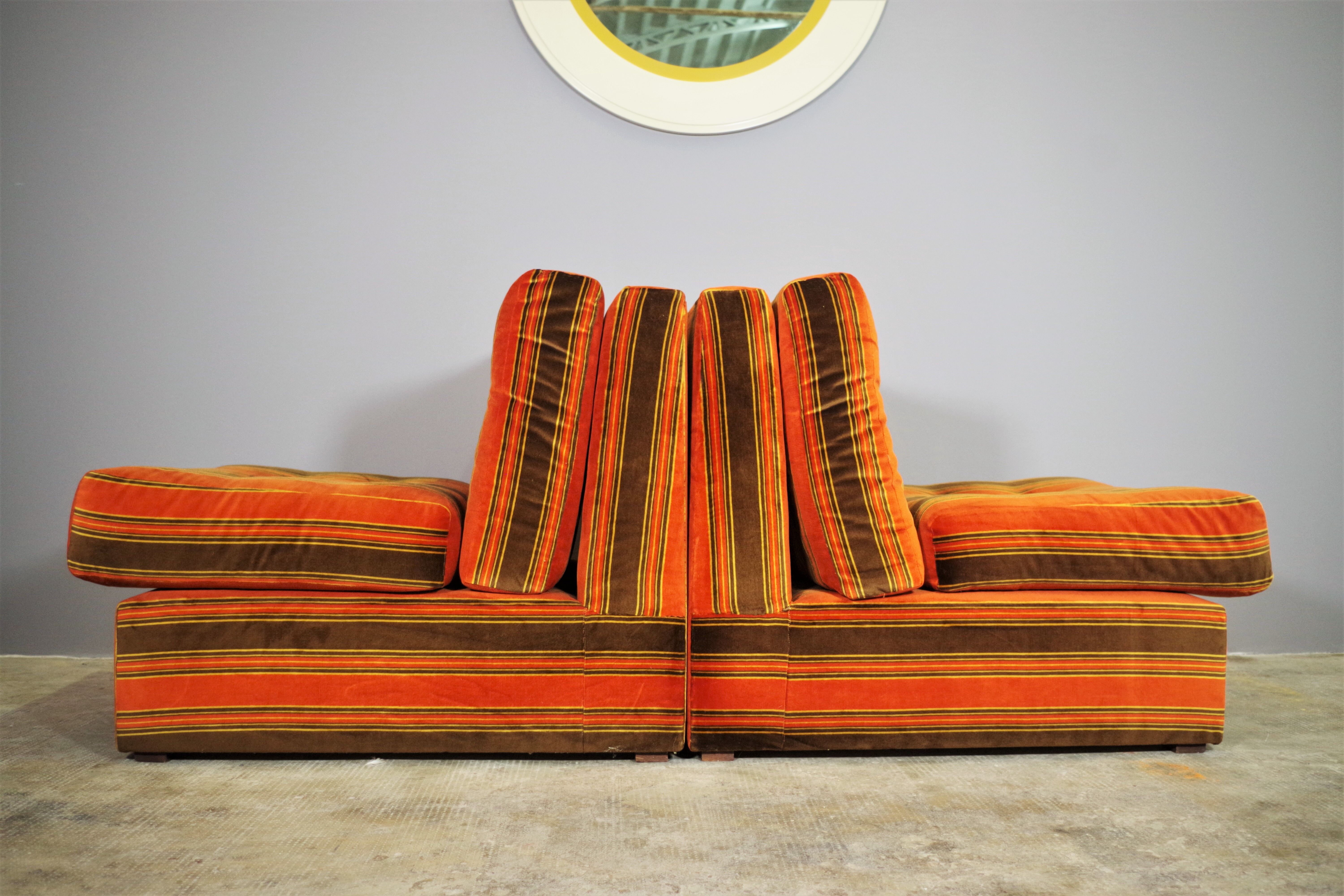 Striped armchairs, 1970s, set of 3