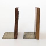 1960s Bookends | Set of 2 | Wood, Ceramic & Brass