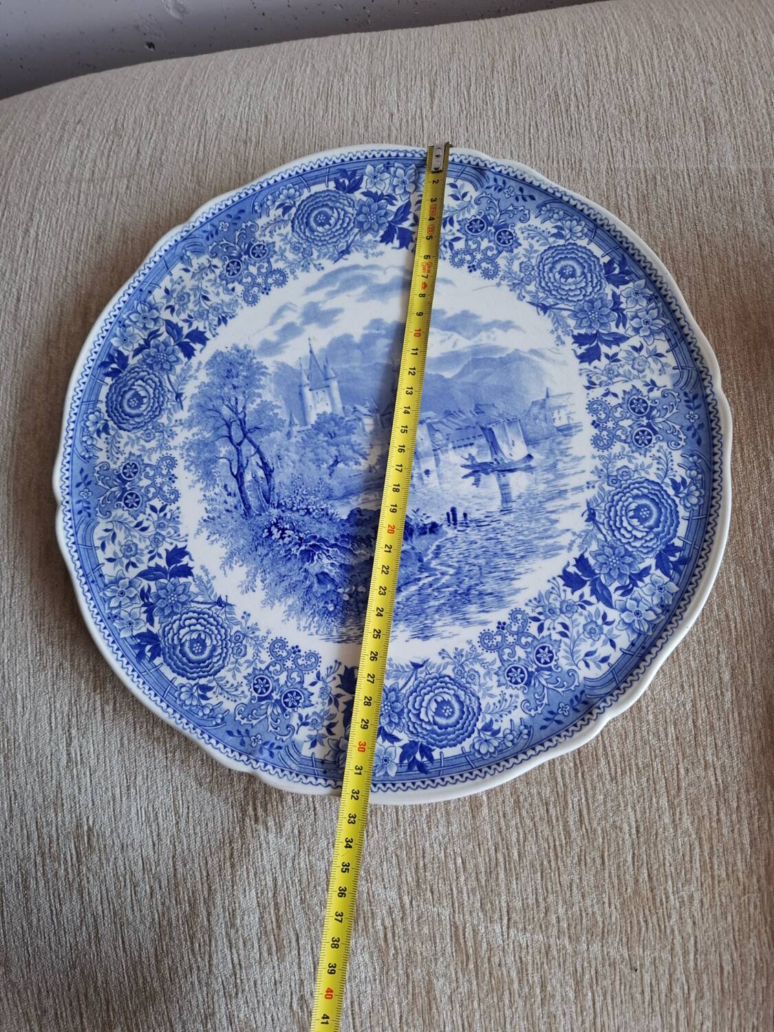 Large antique blue faience dish – "Burgenland" model by Villeroy