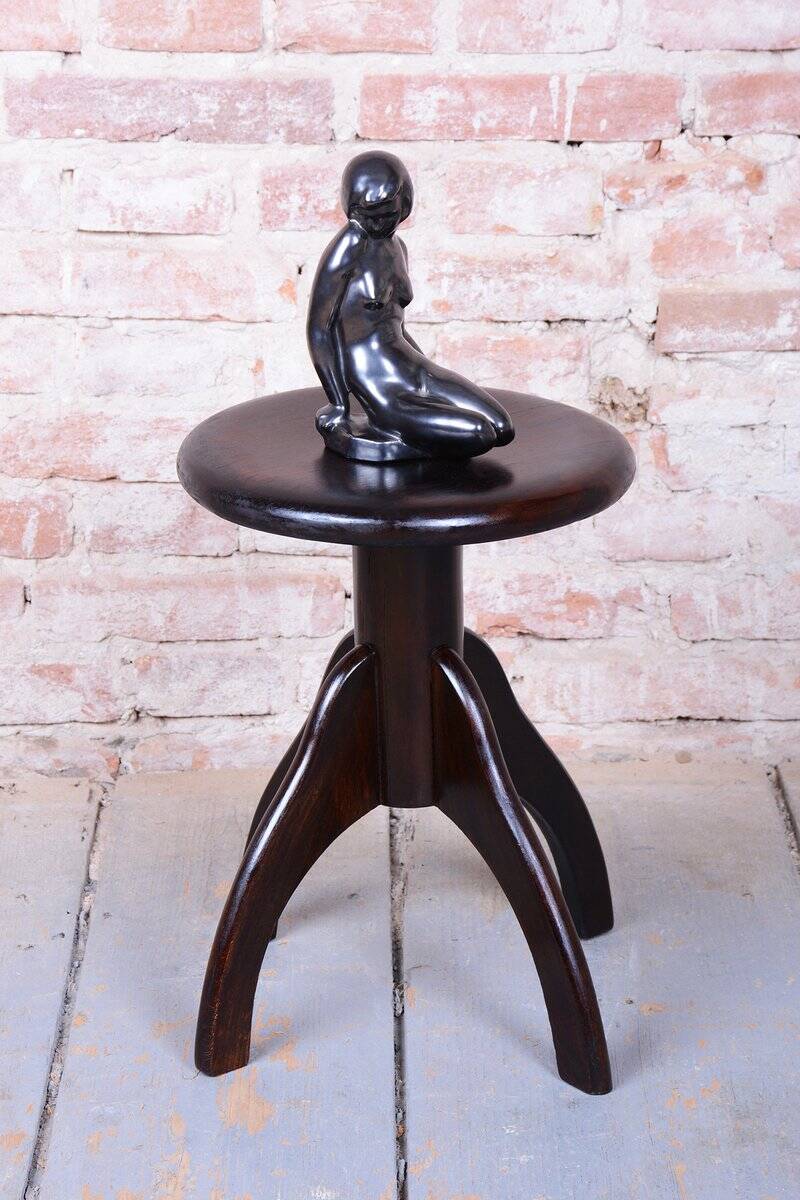 Art Deco Piano Stool in Beech and Iron, Czech, 1940s