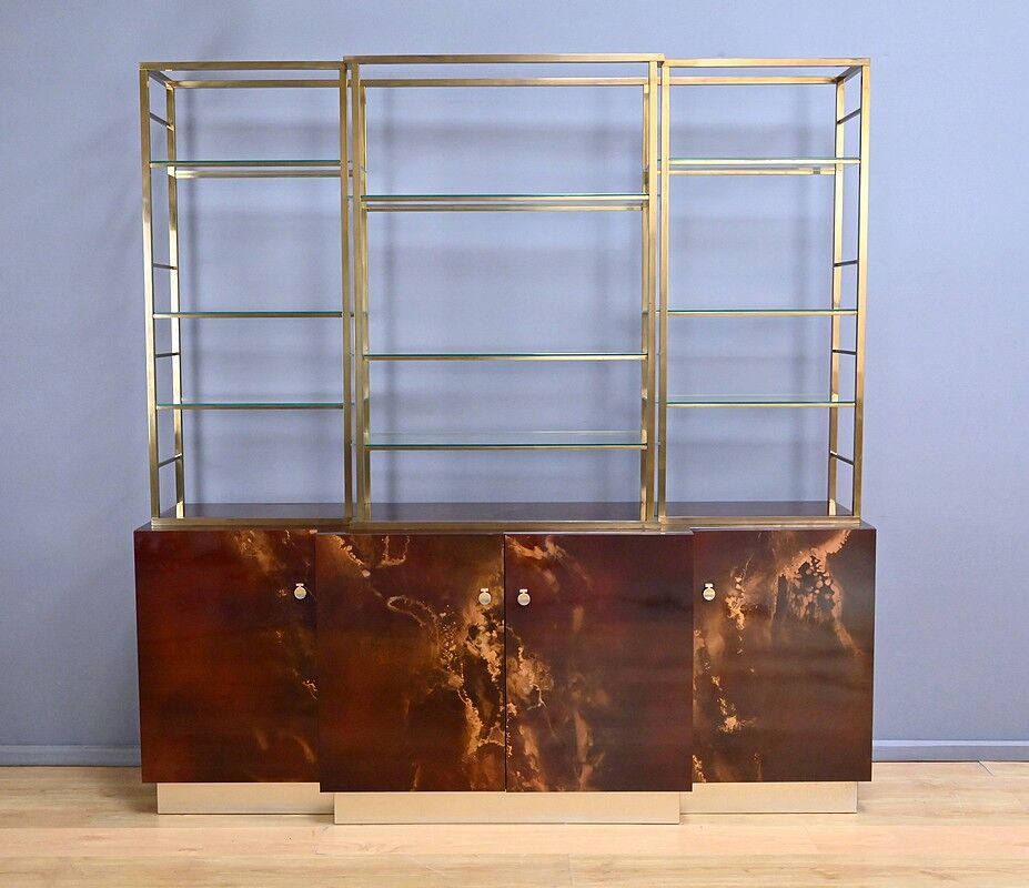 Rare lacquered library attributed to Guy Lefèvre, Maison Jansen – 1970