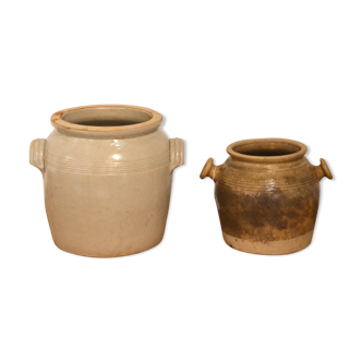 Duo of stoneware pots