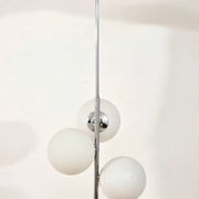 Chrome vintage chandelier with globes – 1970s modernist design