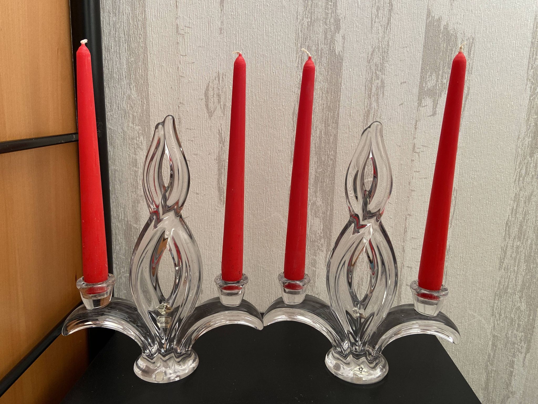 Pair of crystal candlesticks