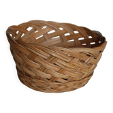 Vintage Round Natural Wicker Basket - Rustic Cross Weave
