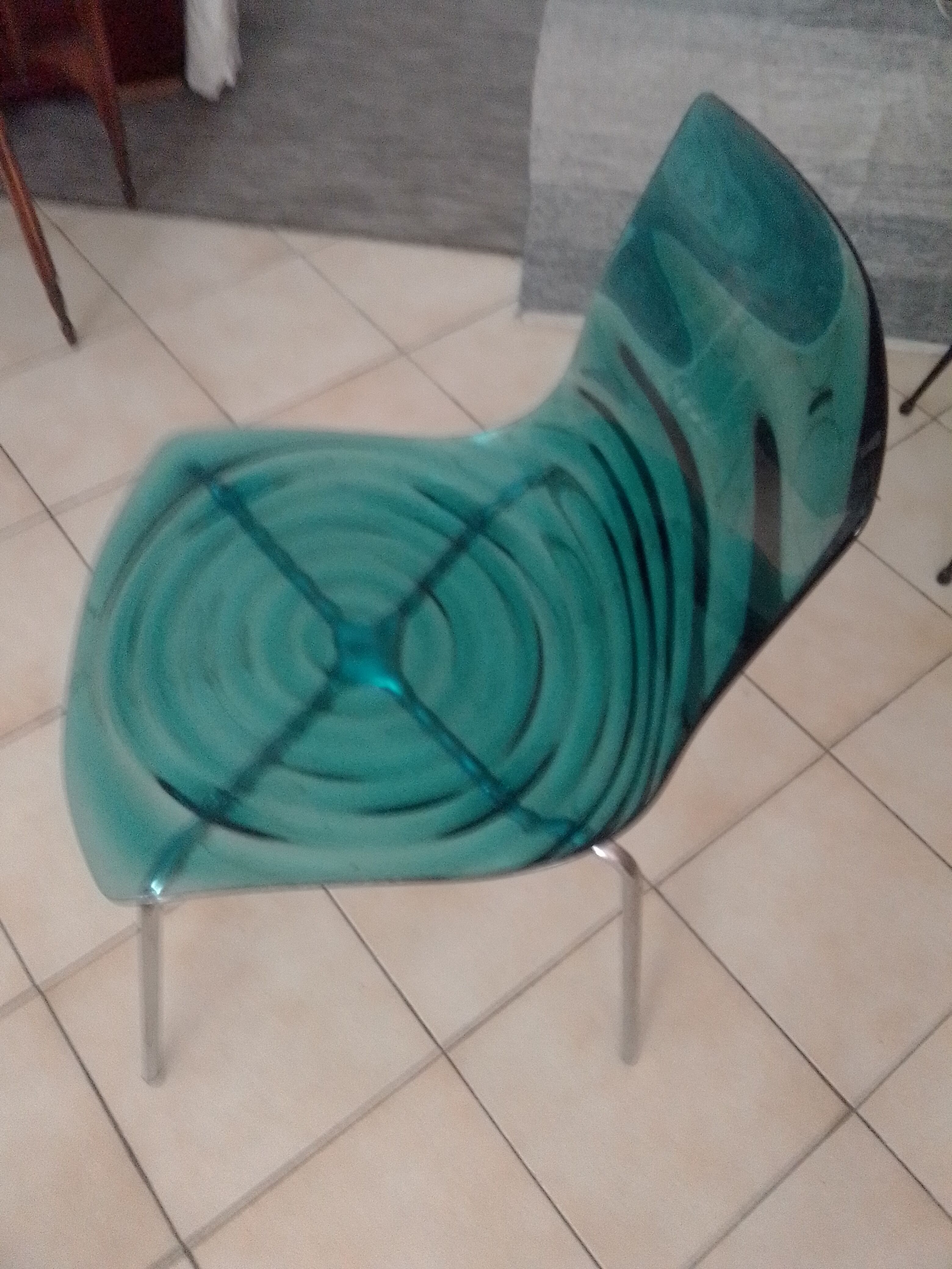 Blue polymer plastic chair Calligaris