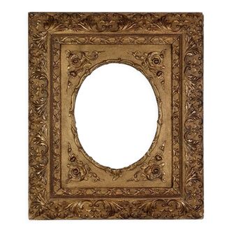 Old frame view rectangle or oval wood gilded stucco 58x48 cm SB108
