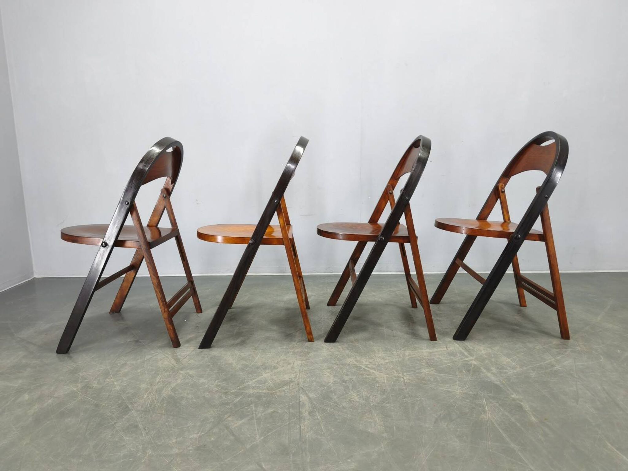 Set of Four Bauhaus Folding Chairs B751 by Ligna, Czechoslovakia 1930s