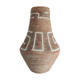 German ceramic vase with geometric patterns with white enamels