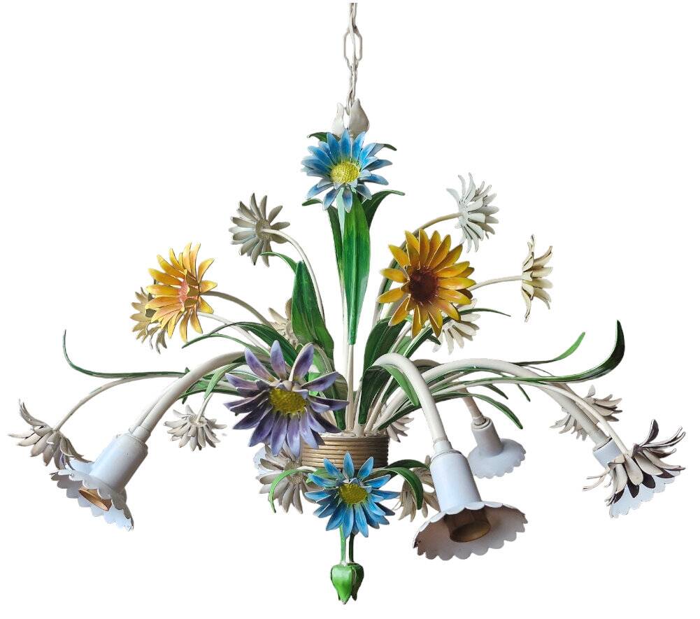 Flower chandelier in sheet metal Italy 1970s