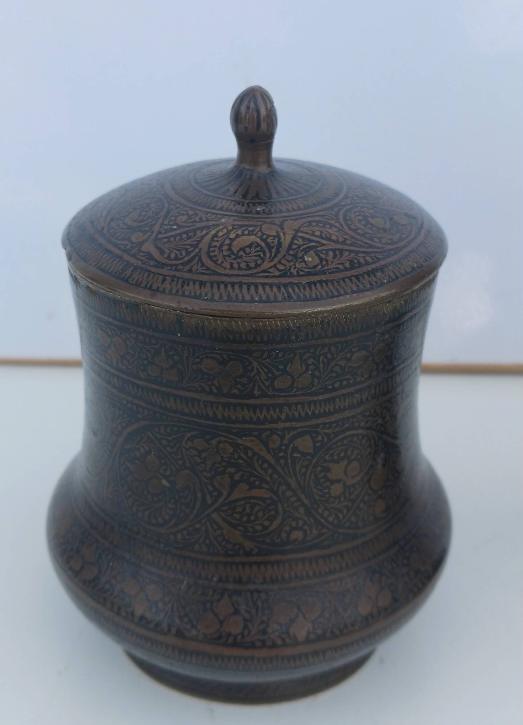 Bronze damasked covered pots Kadjar Afghanistan Persian Islamic art