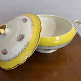Yellow and white Sarreguemines digoin tureen