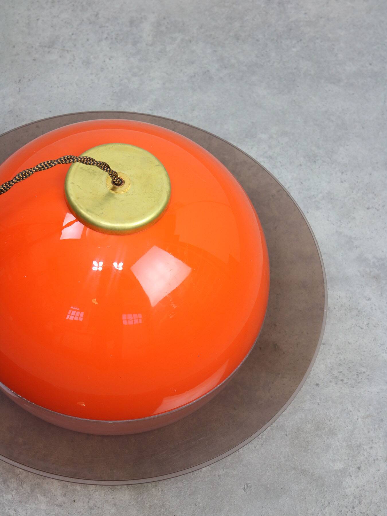 Italian Orange Space Age Saturn Lamp, 70s
