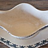 Longwy ironstone Rhodes sauceboat, late 19th century, blue decoration