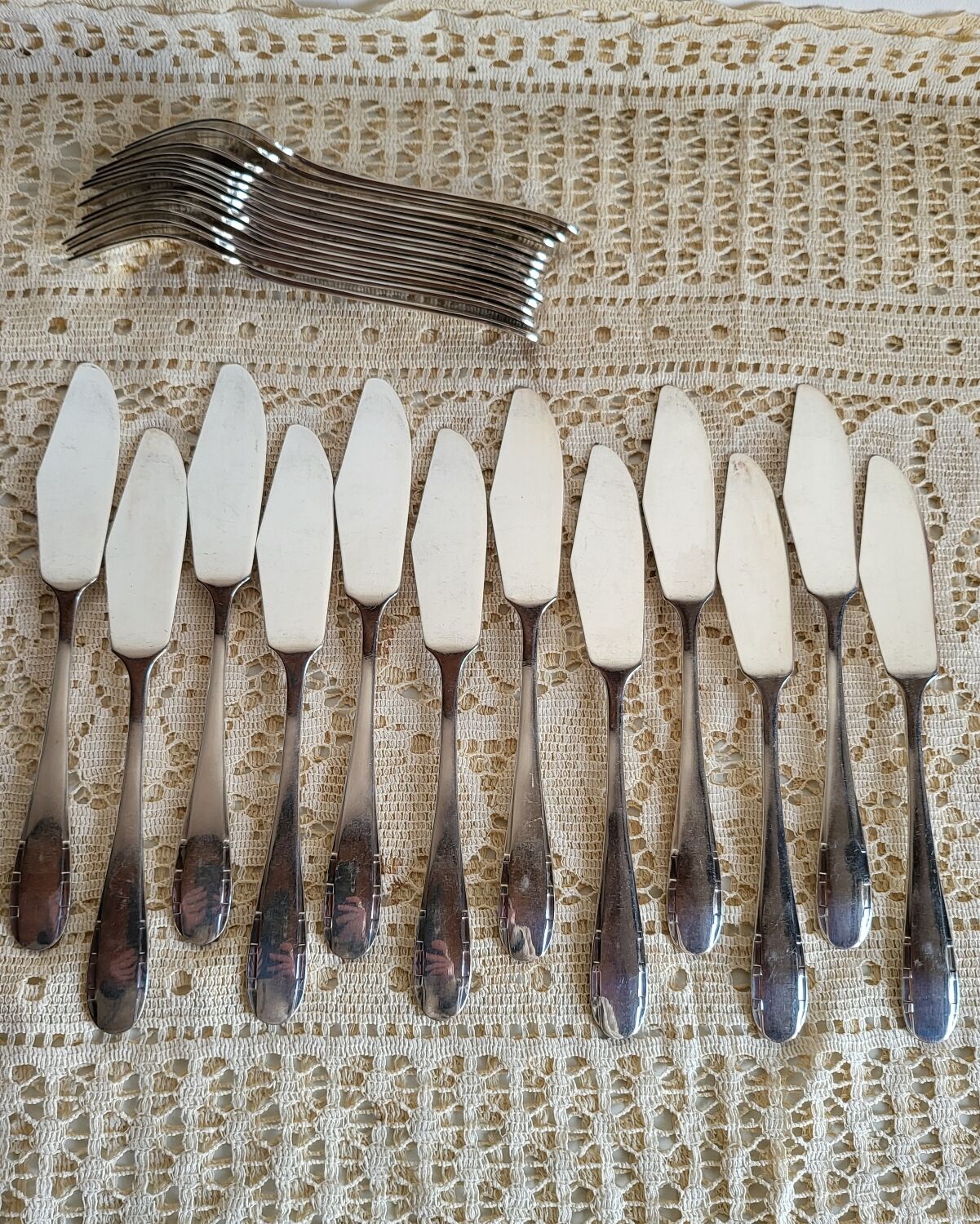 12 silver-plated fish cutlery sets by Argental