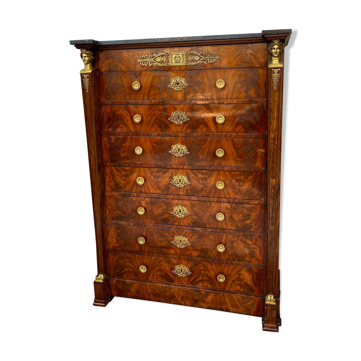 Dresser in mahogany flamed period Empire XIXth century