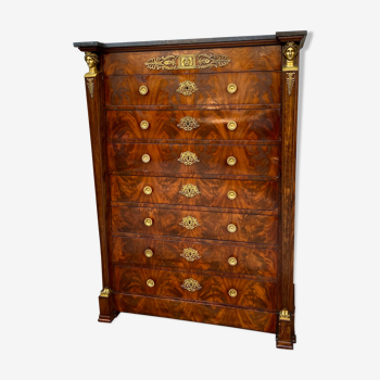 Dresser in mahogany flamed period Empire XIXth century