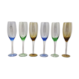 1970s Astonishing Set of Six Murano Glasses by Nason. Made in Italy