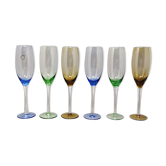 Ensemble étonnant de six verres de Murano des années 1970 par Nason. Fabriqué en Italie