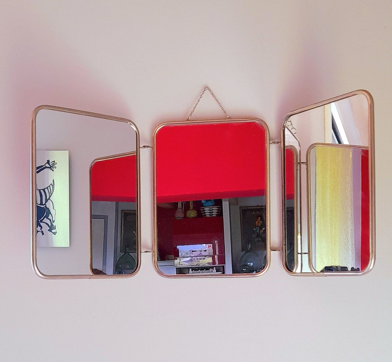 Triptych barber's mirror