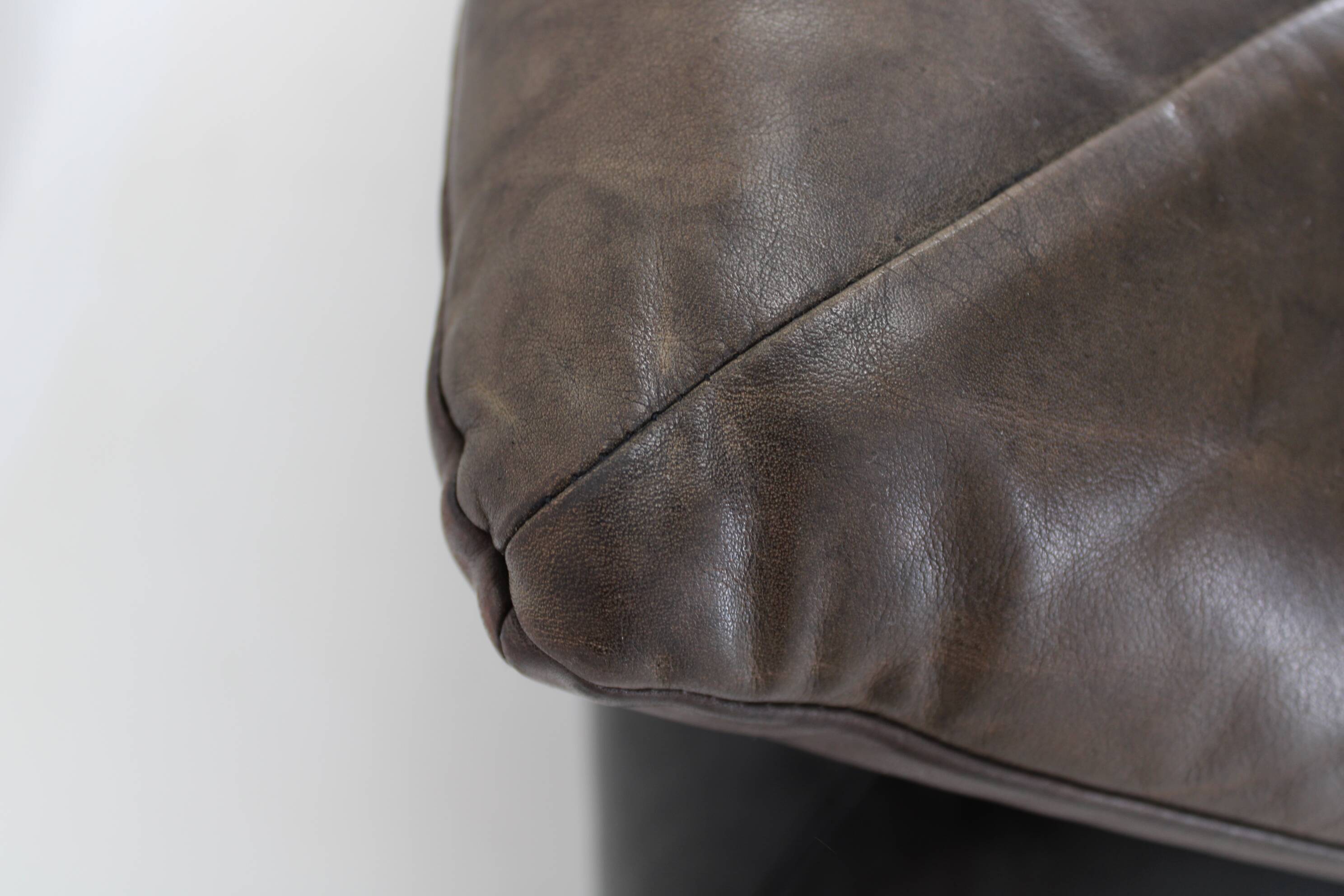 1970s Wiener Werkstätte Brutalist Letaher Adjustable Armchair