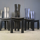 Post modern wooden dining chairs, 1980s - set of 6