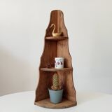 Antique wooden corner wall shelf