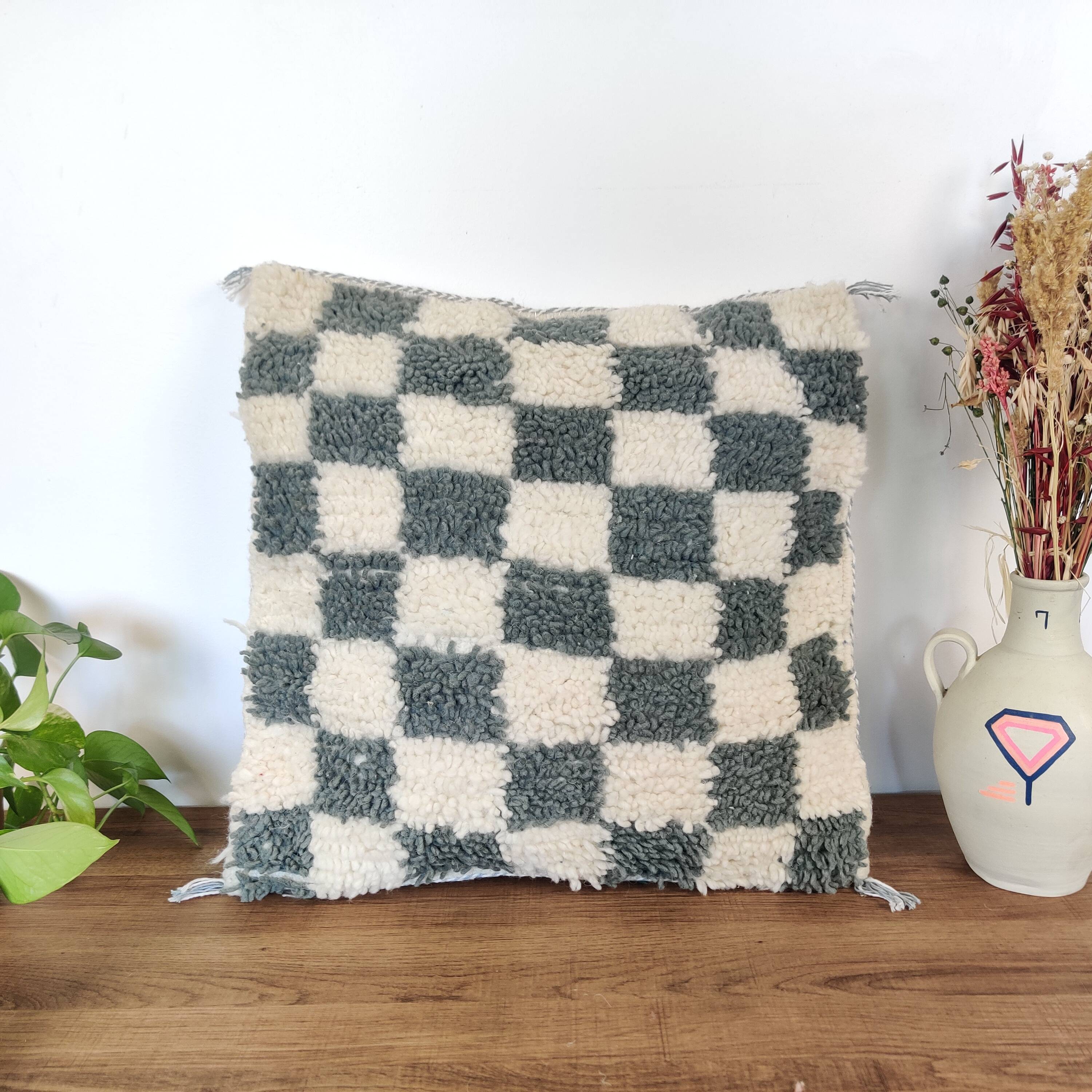 Berber cushion Damier Gray Béni Ouarain