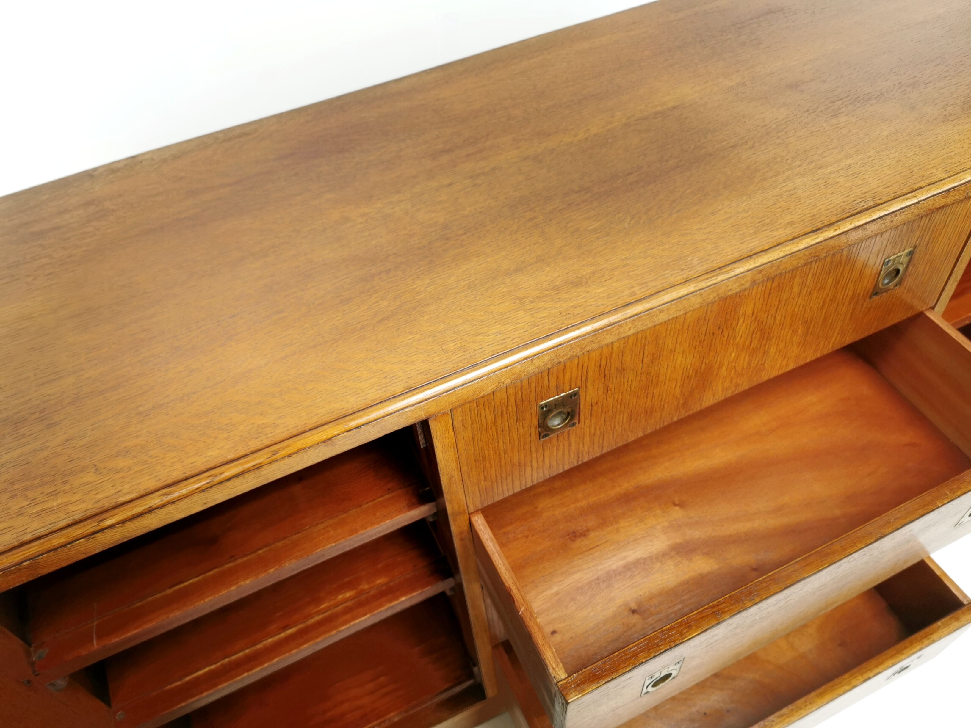 Art deco oak sideboard military campaign heals