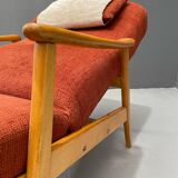Scandinavian Beech Reclining Armchair, Sweden, 1950s
